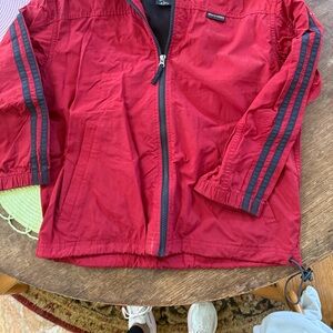 Abercrombie & Fitch Red/maroon hooded light weight jacket with Black Accents